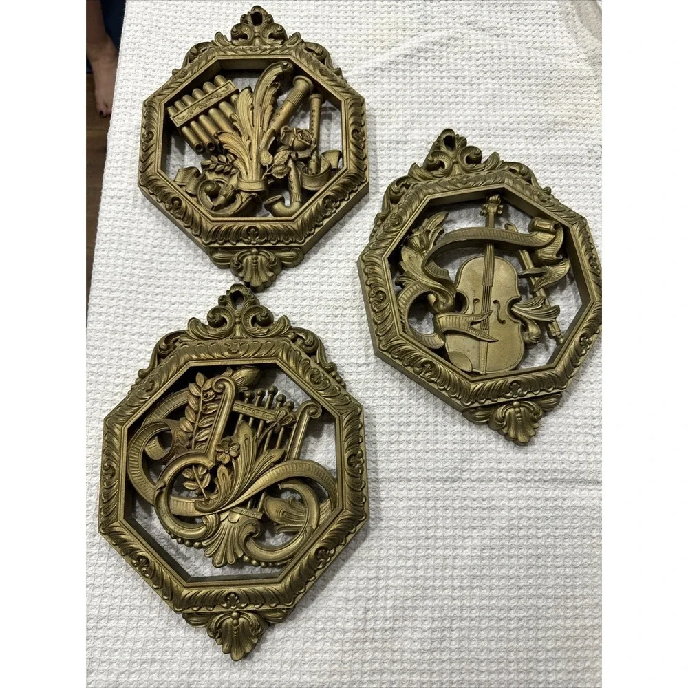 Set Of Pristine Musical Instrument Themed Wall Hangers